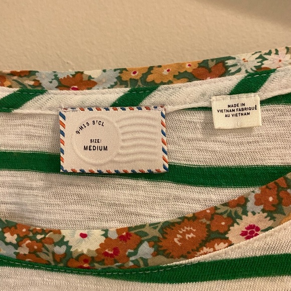 Anthropologie PostCard Striped/Floral Top - Picture 3 of 3